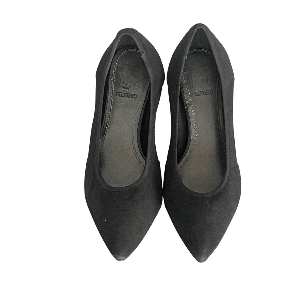 Impo Endora Black Stretch Textile Pointed Toe Kitten Heel Pumps Womens 7.5M